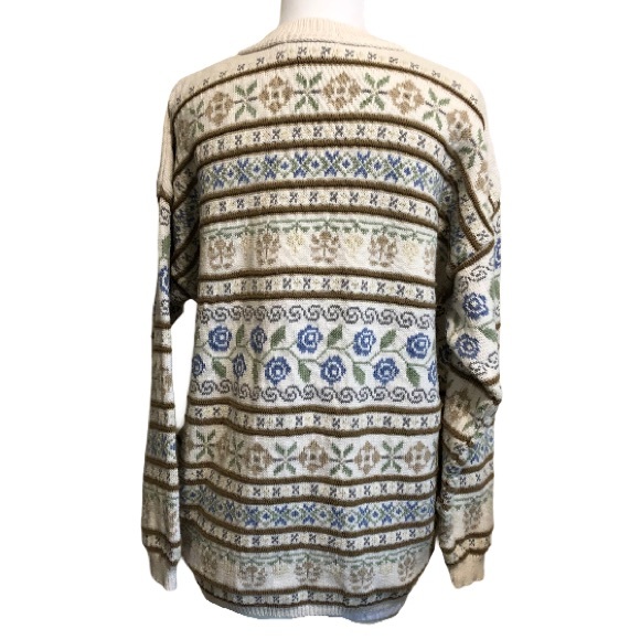 Vtg Eddie Bauer Fair Isle Cottagecore Sweater L (labeled Petite) - Picture 7 of 9